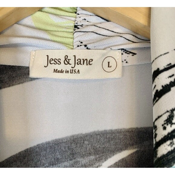 Jess & Jane Artsy Watercolor Multi Colored Artsy Open Front Cardigan Large USA - Picture 2 of 5